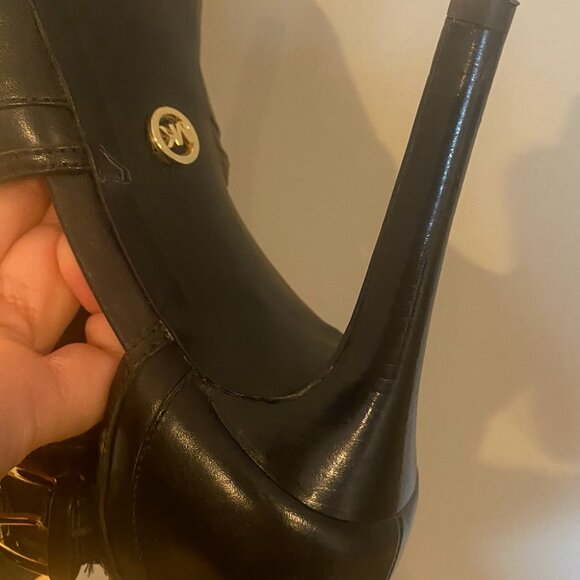 Michael Kors Blaze Open Toe Bootie Black Leather Sz 9.5 - Picture 2 of 6